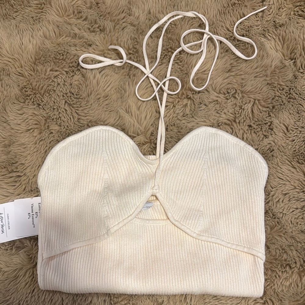 Women's Cream Knit Halter Top